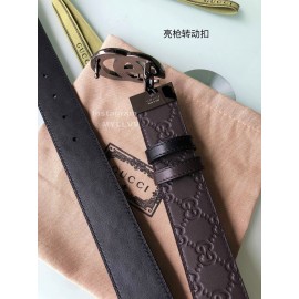 Gucci Embossed Calf Silver Buckle Business Leisure 37mm Belts