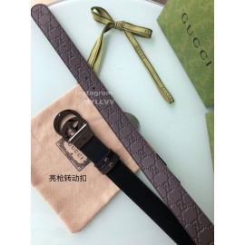 Gucci Embossed Calf Silver Buckle Business Leisure 37mm Belts