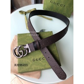 Gucci Embossed Calf Silver Buckle Business Leisure 37mm Belts