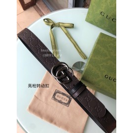 Gucci Embossed Calf Silver Buckle Business Leisure 37mm Belts