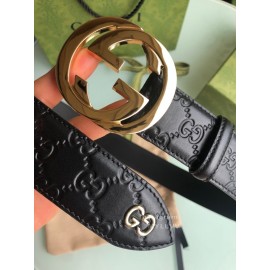 Gucci Embossed Calf Business Leisure Gold Buckle 40mm Belts