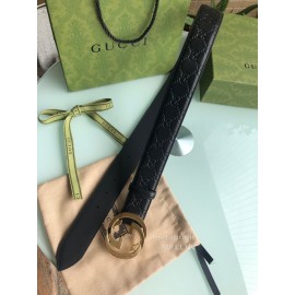 Gucci Embossed Calf Business Leisure Gold Buckle 40mm Belts