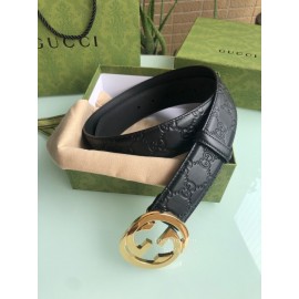 Gucci Embossed Calf Business Leisure Gold Buckle 40mm Belts