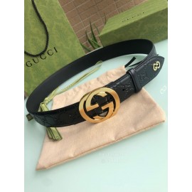 Gucci Embossed Calf Business Leisure Gold Buckle 40mm Belts