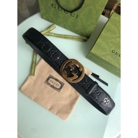 Gucci Embossed Calf Business Leisure Gold Buckle 40mm Belts