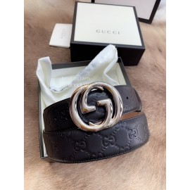 Gucci Embossed Calf Business Silver Buckle 40mm Belts