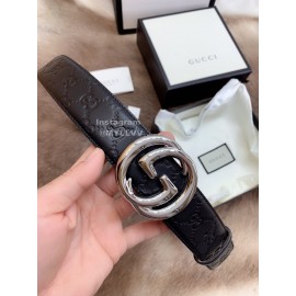 Gucci Embossed Calf Business Silver Buckle 40mm Belts