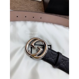 Gucci Embossed Calf Business Silver Buckle 40mm Belts