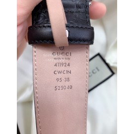 Gucci Embossed Calf Business Silver Buckle 40mm Belts