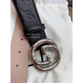 Gucci Embossed Calf Business Silver Buckle 40mm Belts