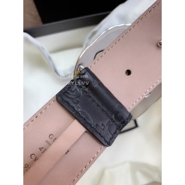 Gucci Embossed Calf Business Silver Buckle 40mm Belts