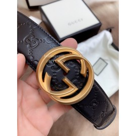 Gucci Embossed Calf Leisure Business Gold Buckle 40mm Belts