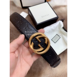 Gucci Embossed Calf Leisure Business Gold Buckle 40mm Belts