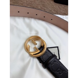 Gucci Embossed Calf Leisure Business Gold Buckle 40mm Belts