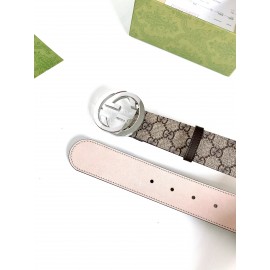 Gucci New Waterproof Printed Leather Silver Buckle 40mm Belts