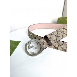 Gucci New Waterproof Printed Leather Silver Buckle 40mm Belts
