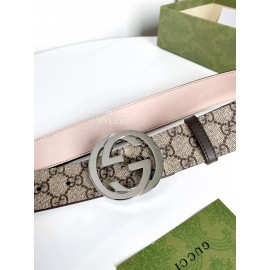 Gucci New Waterproof Printed Leather Silver Buckle 40mm Belts