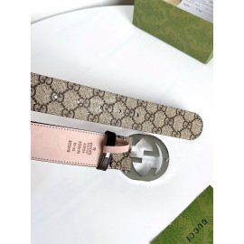 Gucci New Waterproof Printed Leather Silver Buckle 40mm Belts