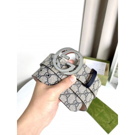 Gucci New Printed Waterproof Printed Leather Silver Buckle 40mm Belts