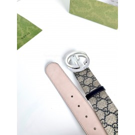 Gucci New Printed Waterproof Printed Leather Silver Buckle 40mm Belts