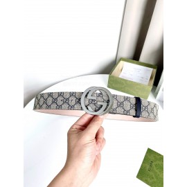 Gucci New Printed Waterproof Printed Leather Silver Buckle 40mm Belts