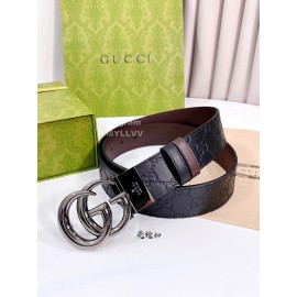 Gucci Embossed Leather Silver Buckle 37mm Belts