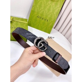 Gucci Embossed Leather Silver Buckle 37mm Belts