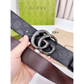 Gucci Embossed Leather Silver Buckle 37mm Belts