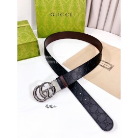 Gucci Embossed Leather Silver Buckle 37mm Belts