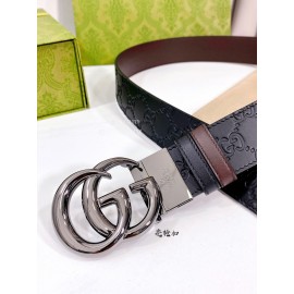 Gucci Embossed Leather Silver Buckle 37mm Belts