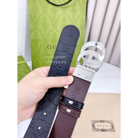 Gucci Embossed Leather Buckle 37mm Belts