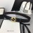 Gucci Litchi Grain Leather Gold Buckle 37mm Belts For Men 