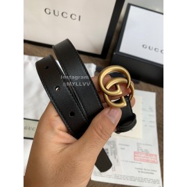 Gucci Leisure Calf Gold Buckle 20mm Belts Black