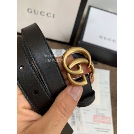 Gucci Leisure Calf Gold Buckle 20mm Belts Black