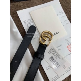 Gucci Leisure Calf Gold Buckle 20mm Belts Black