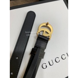 Gucci Leisure Calf Gold Buckle 20mm Belts Black