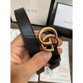 Gucci Leisure Calf Gold Buckle 20mm Belts Black