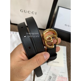 Gucci Leisure Black Calf Gold Buckle 20mm Belts 