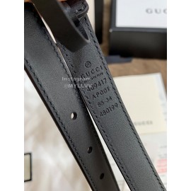 Gucci Leisure Black Calf Gold Buckle 20mm Belts 