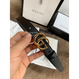 Gucci Leisure Black Calf Gold Buckle 20mm Belts 