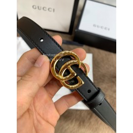 Gucci Leisure Black Calf Gold Buckle 20mm Belts 