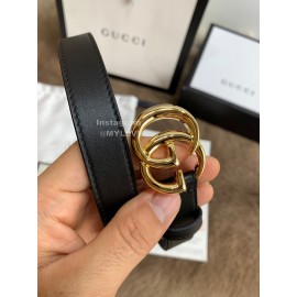Gucci Leisure Black Calf Gold Buckle 20mm Belts 