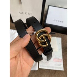 Gucci Leisure Black Calf Gold Buckle 20mm Belts 