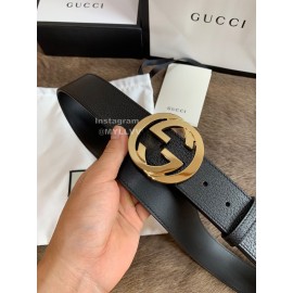 Gucci Fashion Black Leather Gold Buckle 40mm Belts 