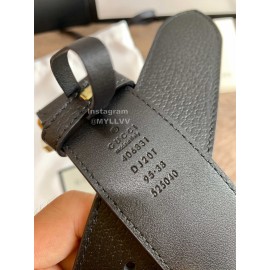 Gucci Fashion Black Leather Gold Buckle 40mm Belts 