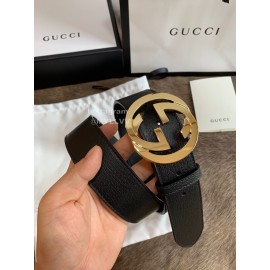 Gucci Fashion Black Leather Gold Buckle 40mm Belts 