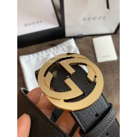 Gucci Fashion Black Leather Gold Buckle 40mm Belts 