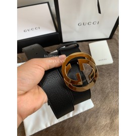 Gucci Fashion Black Leather Gold Buckle 40mm Belts 