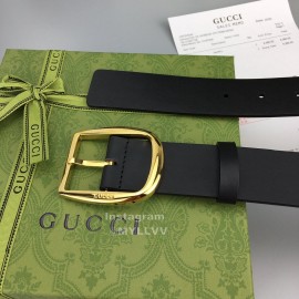 Gucci Smooth Black Leather Gold Buckle 38mm Belts