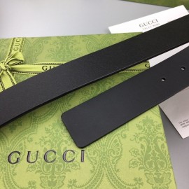 Gucci Smooth Black Leather Gold Gg Buckle 38mm Belts